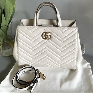 Gucci Small GG White Chevron Matelasse Leather Bag